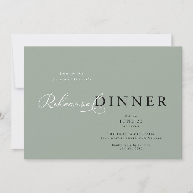 Elegant Rehearsal Dinner Invitation (Front)