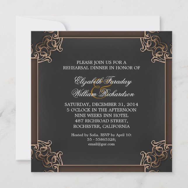 elegant rehearsal dinner invitations (Front)