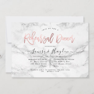 Elegant Rehearsal Dinner, Marble+Rose Gold Announcement