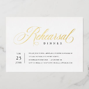 Elegant Rehearsal Dinner Real Gold Foil Invitation