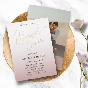 Elegant Rehearsal Dinner Rose Gold Calligraphy