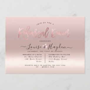 Elegant Rehearsal Dinner, Rose Gold Gradient Invitation