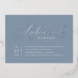Elegant Rehearsal Dinner Silver Foil Invitation