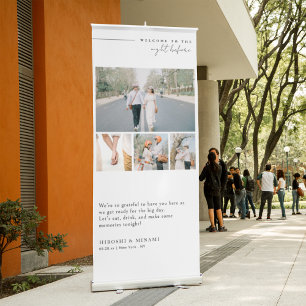 Elegant Rehearsal Dinner Welcome 4 Custom Photo Retractable Banner