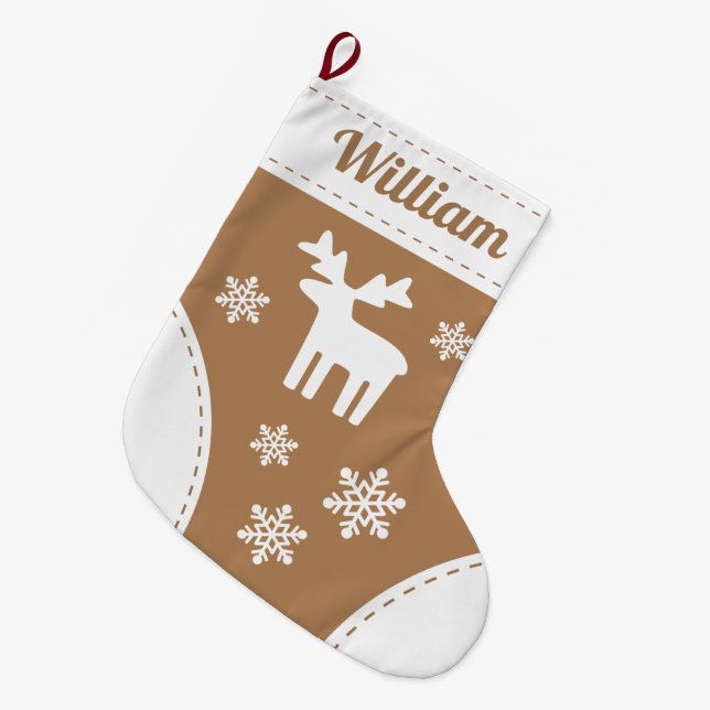 Elegant Reindeer Christmas Stocking (Front (Hanging))