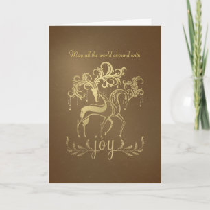 Elegant Reindeer Gold Foil-look Corporate Holiday Card