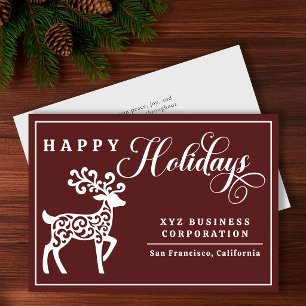 Elegant Reindeer Happy Holidays Business Holiday Card