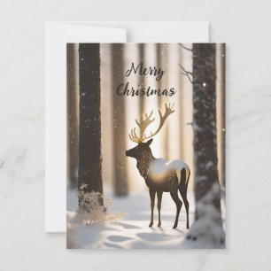 Elegant Reindeer in Winter Forest - Minimalist Holiday Card