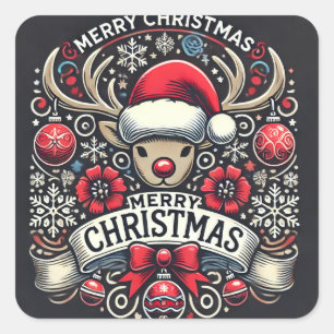 Elegant Reindeer Merry Christmas Stickers