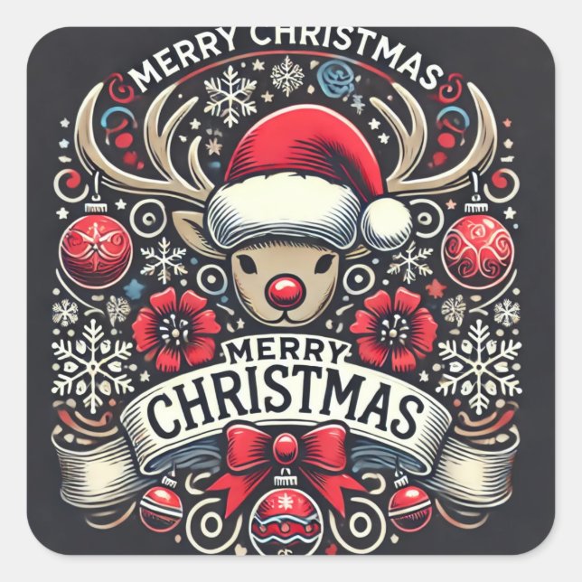 Elegant Reindeer Merry Christmas Stickers (Front)