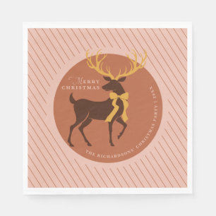 Elegant Reindeer Personalised Christmas Party Napkin