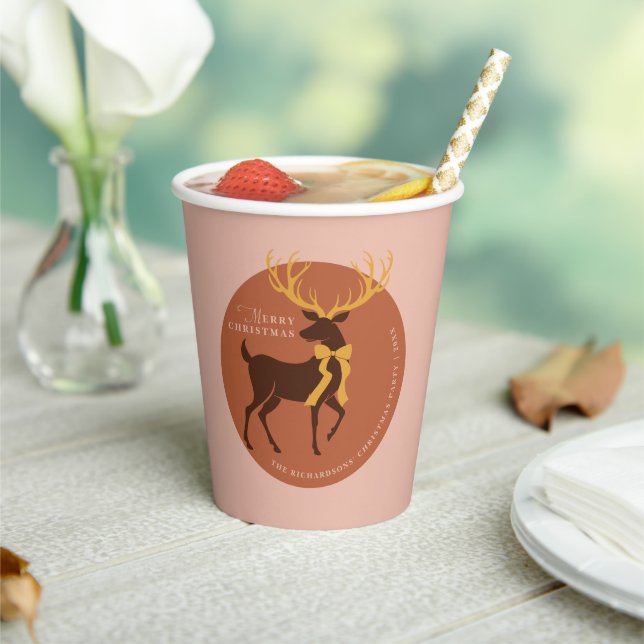 Elegant Reindeer Personalised Christmas Party Paper Cups (Insitu)