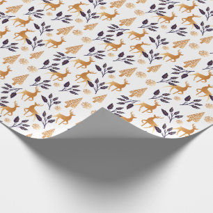 Elegant Reindeer, Snowflake & Christmas Pattern Wrapping Paper