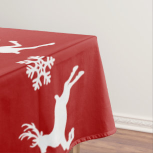 Elegant Reindeers Snowflakes Lines Large Tablecloth