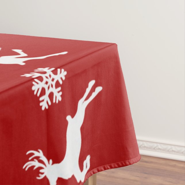 Elegant Reindeers Snowflakes Lines Large Tablecloth (In Situ)