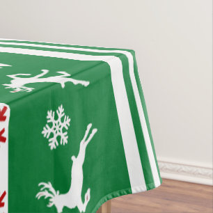 Elegant Reindeers Snowflakes Lines Medium Tablecloth
