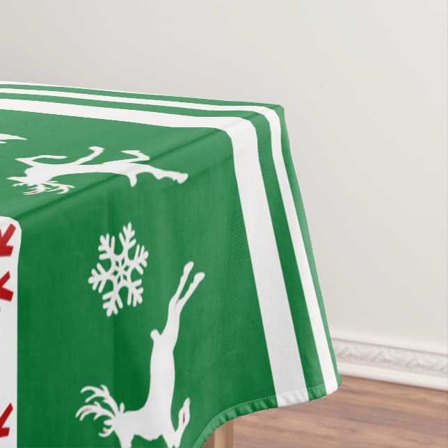 Elegant Reindeers Snowflakes Lines Medium Tablecloth (In Situ)
