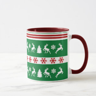 Elegant Reindeers Snowflakes Lines Mug
