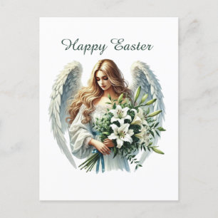 Elegant Religious Angel Happy Easter Holiday Postcard