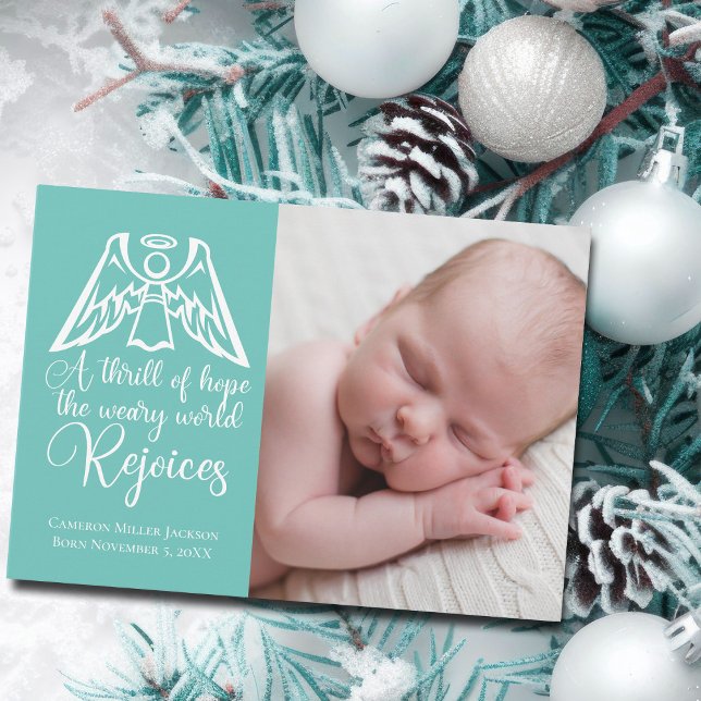 Elegant Religious Baby Photo Angel Christmas Card (Creator Uploaded)