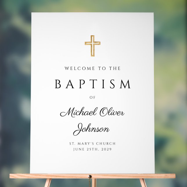 Elegant Religious Baptism Welcome Acrylic Sign (Neutral)