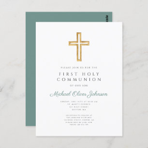 Elegant Religious Boy First Communion  Postcard