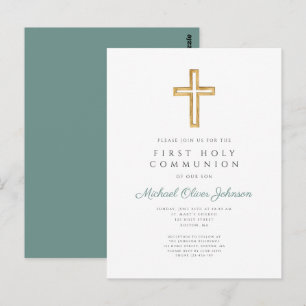 Elegant Religious Boy First Communion Postcard