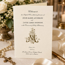 Elegant Religious Catholic Wedding Mass Program Card