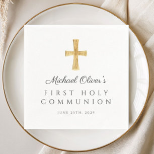 Elegant Religious Cross First Holy Communion Napkin