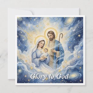 Elegant Religious Glory To God Christian Christmas Holiday Card