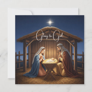 Elegant Religious Glory To God Christian Christmas Holiday Card