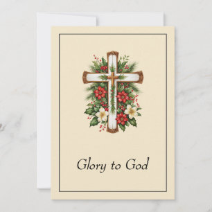 Elegant Religious Glory To God Christian Christmas Holiday Card