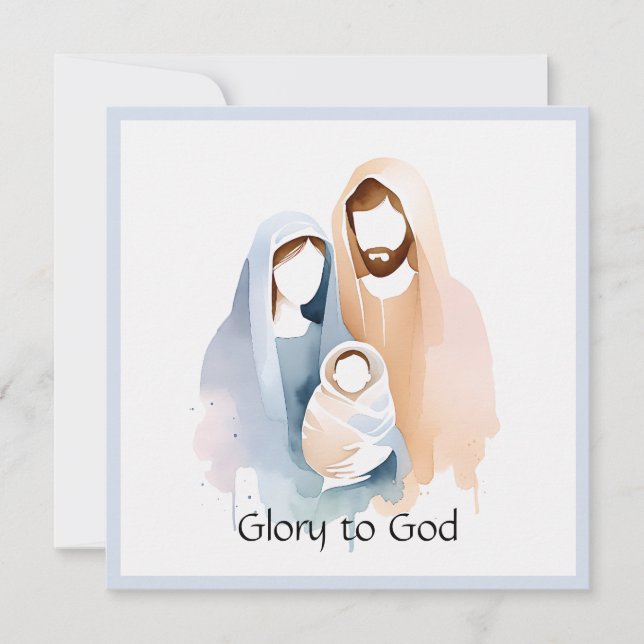 Elegant Religious Glory To God Christian Christmas Holiday Card (Front)
