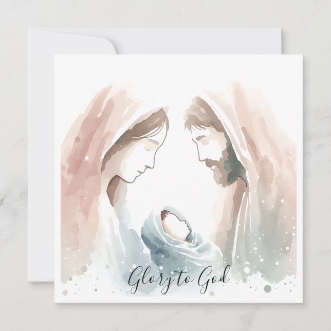 Elegant Religious Glory To God Christian Christmas Holiday Card (Front)