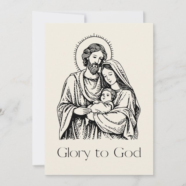 Elegant Religious Glory To God Christian Christmas Holiday Card (Front)