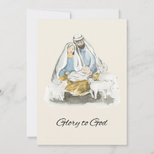 Elegant Religious Glory To God Christian Christmas Holiday Card