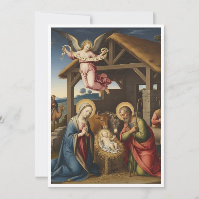 Elegant Religious Glory To God Christian Christmas Holiday Card (Front)