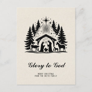 Elegant Religious Glory To God Christian Christmas Postcard