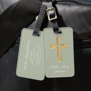 Elegant Religious Psalm Sage Green Luggage Tag
