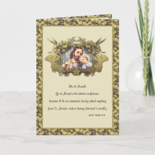Elegant Religious St. Joseph Child Jesus Gold Card