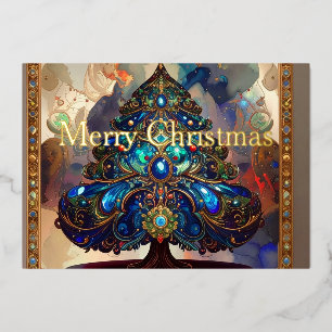 Elegant Renaissance Christmas Tree Gold Foil Foil Holiday Card