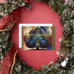 Elegant Renaissance Christmas Tree Gold Foil Holiday Card