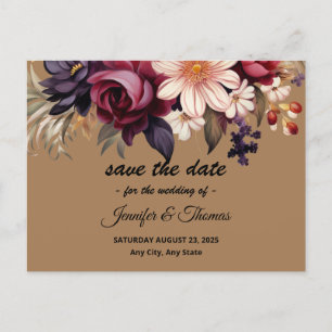 Elegant Renaissance Floral Save The Date Postcard
