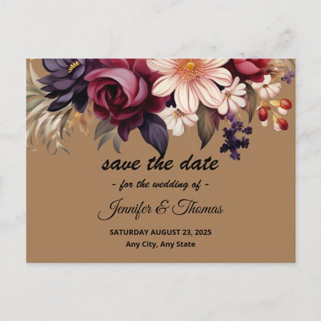 Elegant Renaissance Floral Save The Date Postcard (Front)