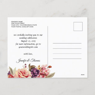 Elegant Renaissance Floral Save The Date Postcard