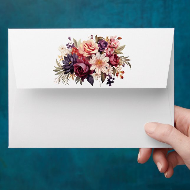 Elegant Renaissance Floral Wedding Invite Envelope (Hand)