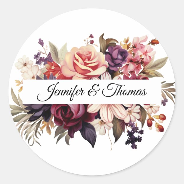 Elegant Renaissance Floral Wedding Sticker (Front)