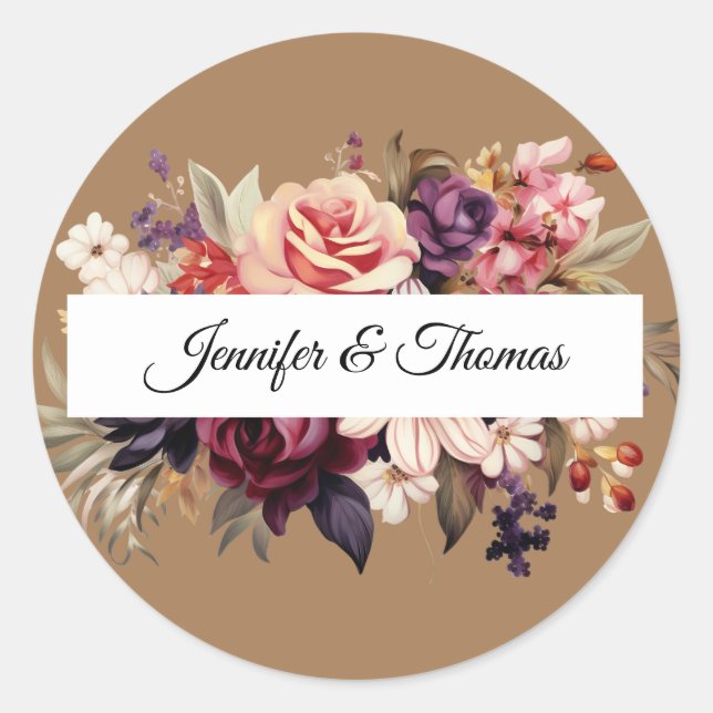 Elegant Renaissance Floral Wedding Sticker (Front)