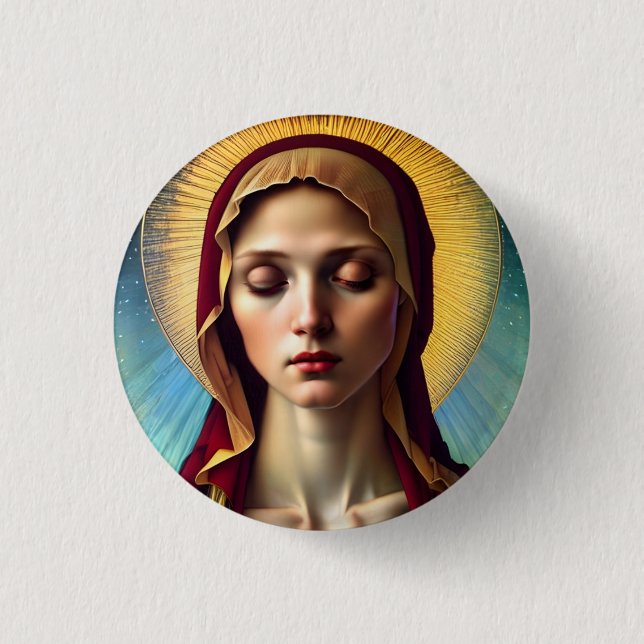 Elegant Renaissance Virgin Mary Button (Front)