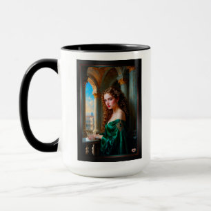 Elegant Renaissance Woman in Green Dress Mug